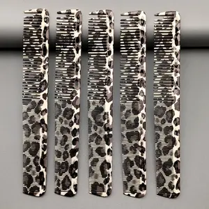 5pcs Hair Cutting Comb Set, Salon Professional Trimming Comb, Hairdressing Comb, Unisex Short Hair Brush, 18cm Leopard Pattern, Leopard Print Comb, Essential Styling Tool, Hairdressing Tools, Hair Care Tools, Hair Grooming Tools