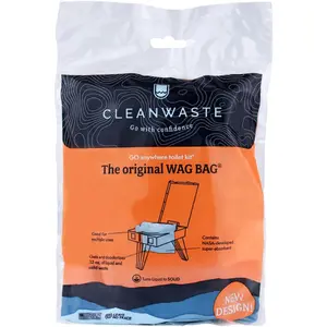 Cleanwaste Original WAG Bag Portable Toilet (12 Pack) - Go Anywhere Kit For Camping, Boating, Travel - NASA Gelling Powder for Poop/Pee