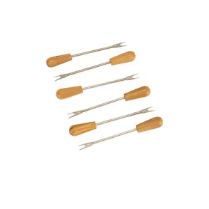 Verve Culture Set Of 6 Olivewood Aperitivo Forks in Brown