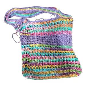 Farmers Market Bag - Handmade Crochet Patchwork Crossbody Bag – Colorful Boho Shoulder Purse