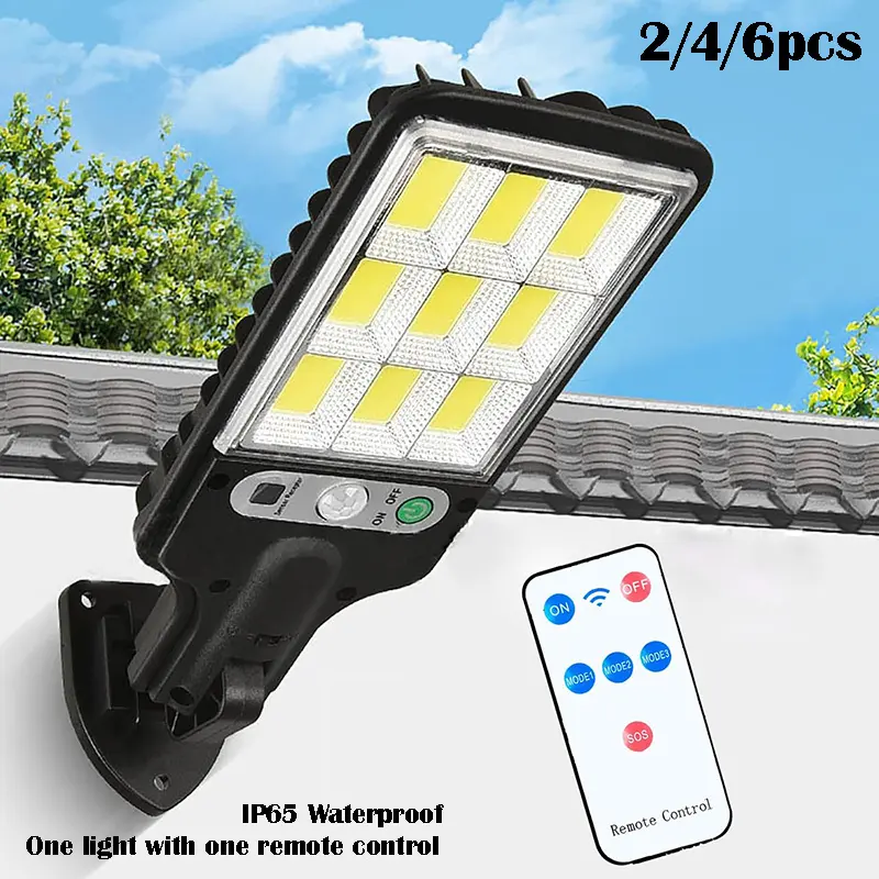 2/4/6Pcs Smart Solar LED Lighting Fixture with Motion Sensor System, Remote Control, Intelligent Light Control, 108COB Light Source, IP65 Water Resistant, Long Service Life for Outdoor Garden Wall (Tools & Hardware Festoon Kits Component)
