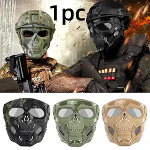 1PC Skull-themed face mask-durable plastic drawsting closure,suitable for outdoor activities,themed parties, cosplay events, Halloween costumes and decorations