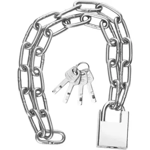 40 inch/1 Meter Stainless Steel  Chain Lock with Anti-Cut Padlock & 2  - Heavy Duty Anti- Protection for Bicycle, , Scooter, Door, Fence, Garage