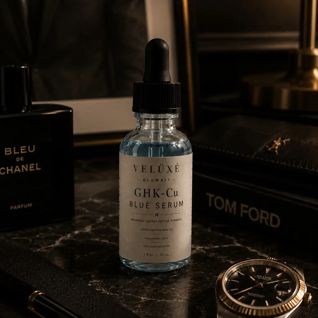 GHK-Cu Copper Peptide Serum | Collagen Support and Skin Renewal | Hyaluronic Acid Hydration | Luxury Anti-Aging Facial Serum | Veluxe