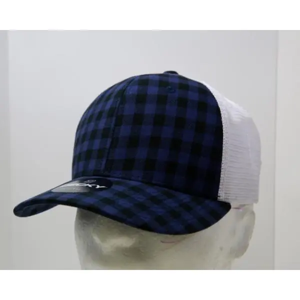 212 MAIN Unisex Plaid Mesh Trucker Pet Hat for Dogs & Cats - 6-Panel Mid-Profile Structured Snapback, 1 Size Fits Most Casual Accessory, 6017-234 234-White