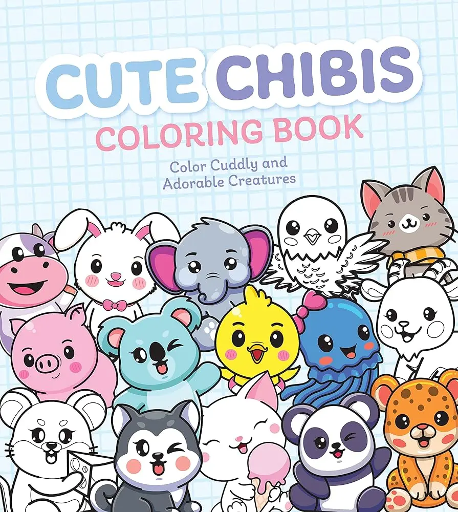 Chartwell Chibi Anime Coloring Book - Office Art Supplies with Over 120 Chibi-Style Characters, Cute Facial Expressions, Pandas, Pigs, Bunnies