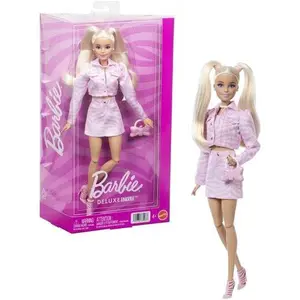 Barbie Deluxe Style Fashion Doll #9 in Matching Pink Denim Jacket & Skirt Set, Blonde  [COLLECTIBLES] Paper Doll
