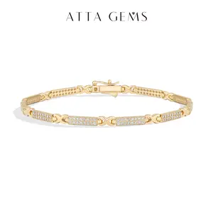 ATTAGEMS Luxury D VVS1 Color Lab-Created Moissanite Bracelet for Women Waterproof Original s925 Sterling Silver Sparkling Wedding Party Fine Jewelry B054