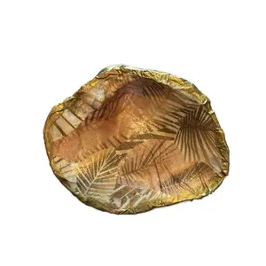 Pink Palm Leaf Tropical Design Hand Painted Oyster Shell Trinket Dish Authentic Louisiana Shell