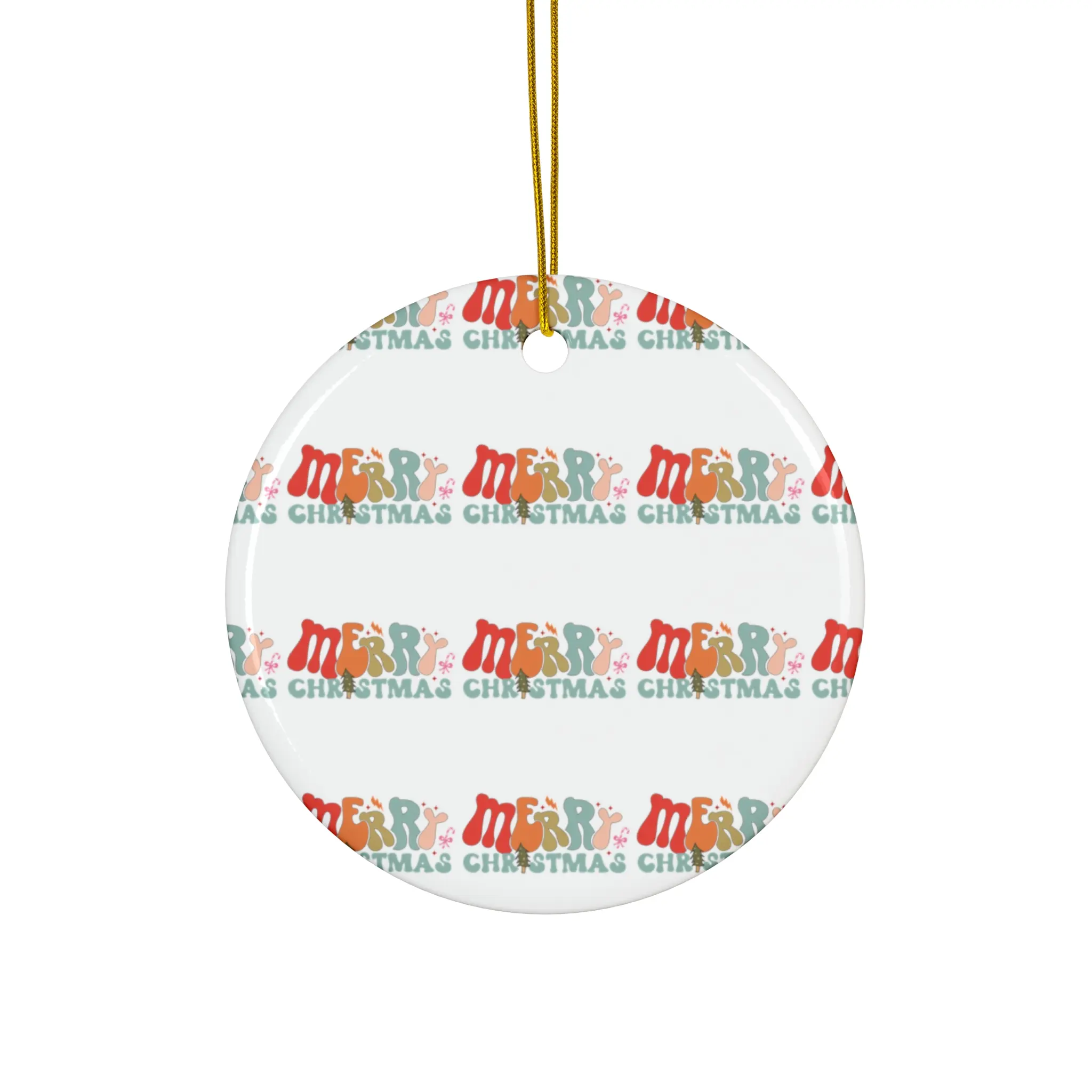Christmas Ceramic Ornament, 4 Shapes, Merry Christmas Gift Decor Tree Decoration, Holiday Season Home Decor, Festive Hanging Bauble Xmas
