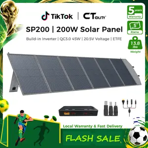 [Summerwins][Camping Essentials 2026/Camping Gear]CTOLITY SP200 Foldable 200W Solar Panel 20.5V High-Efficiency USB Output for Outdoor Camping RV Power Station with MC4 Connectors & 45W Fast Charging Waterproof Portable Durable Smartphone - Emergency ti