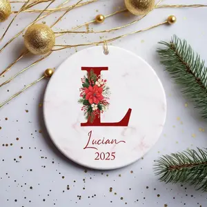 Personalized Letter Name Ornaments, 2025 Family Ornament, Custom Initial Ornament, Christmas gift, Family Keepsake, Monogram Ornament