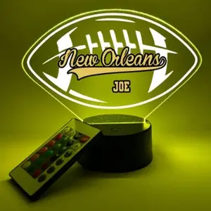 New Orleans Football, UV Printed, Personalized, Multi-Color Light Up Acrylic Display, Desk, Den, Man cave, Room, Gift Décor, For Boyfriend, Girlfriend, Him, Her, Kid Friendly, Birthday, Anniversary, Christmas, Wedding, Favorite