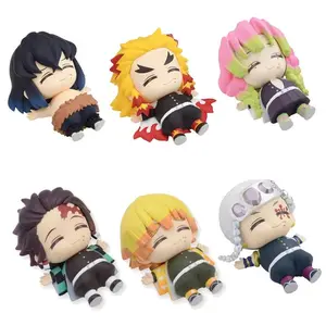 6Pcs/1Set Demon Slayer Anime Figure Kamado Tanjirou Agatsuma Zenitsu Inosuke Doll Toys Kyoujurou Belly Filling Ornaments Tengen