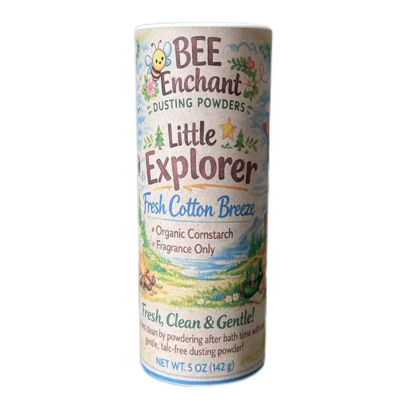 Bee Enchant’s Little Explorer Gentle Custom Body Dusting Perfume Powder - Scented - Finely Milled powder Talc-Free Fragrance Vanilla Daily- Natural Shower Powder Cosmetic-body powder- perfume powder