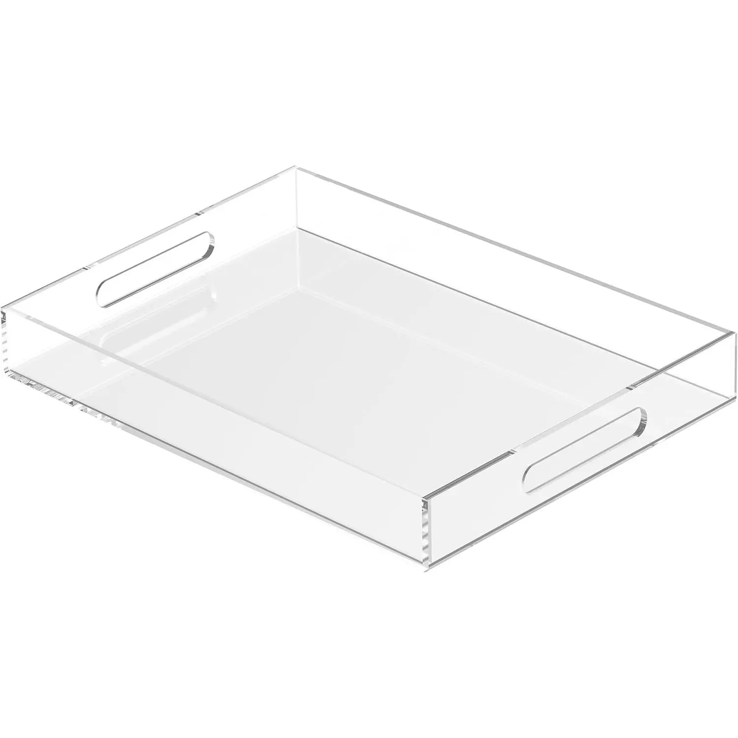 Tray 16x12 with Cut Handles - Spill Proof Decorative Tray is an Ideal Countertop Organizer for Living Rooms, Ottoman Coffee Tables, Offices, Kitchens & Serving Guests