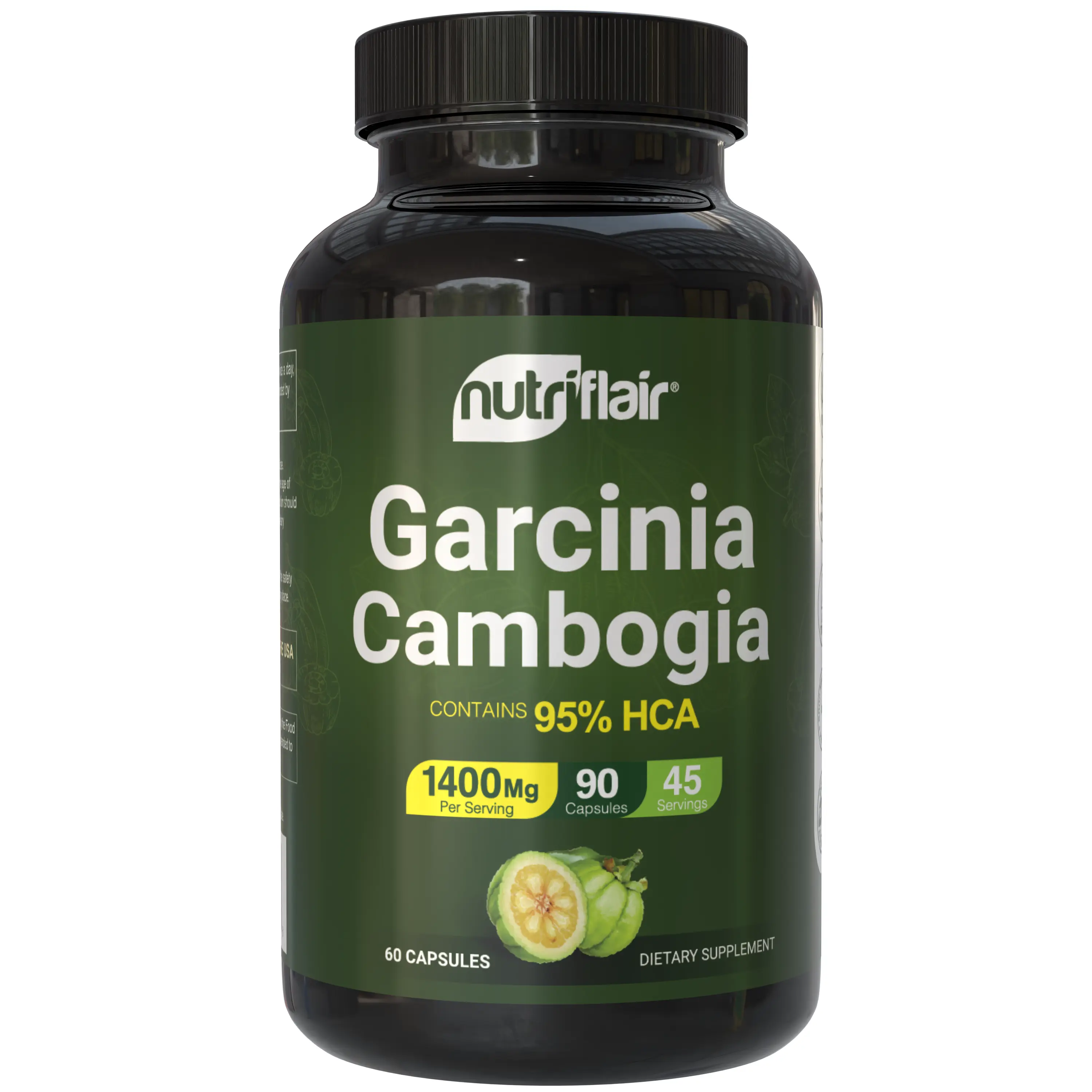 NutriFlair Garcinia Cambogia 95% HCA, Energy Mental & Physical Wellness Dietary Vitamin Supplement, Natural Dairy-Free & Vegan-Friendly - 90 capsules