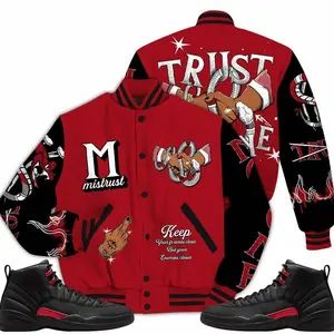 Bloodline 12s Outfit Varsity Jacket, Trust No One Streetwear Sneaker Color Match Shirts