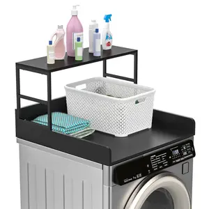 Laundry Countertop 27.5" with 2-Tier Shelf Anti-Slip Strips Edge Rails & 3.0M Silicone Strip for Washer Dryer Topper Storage Organizer