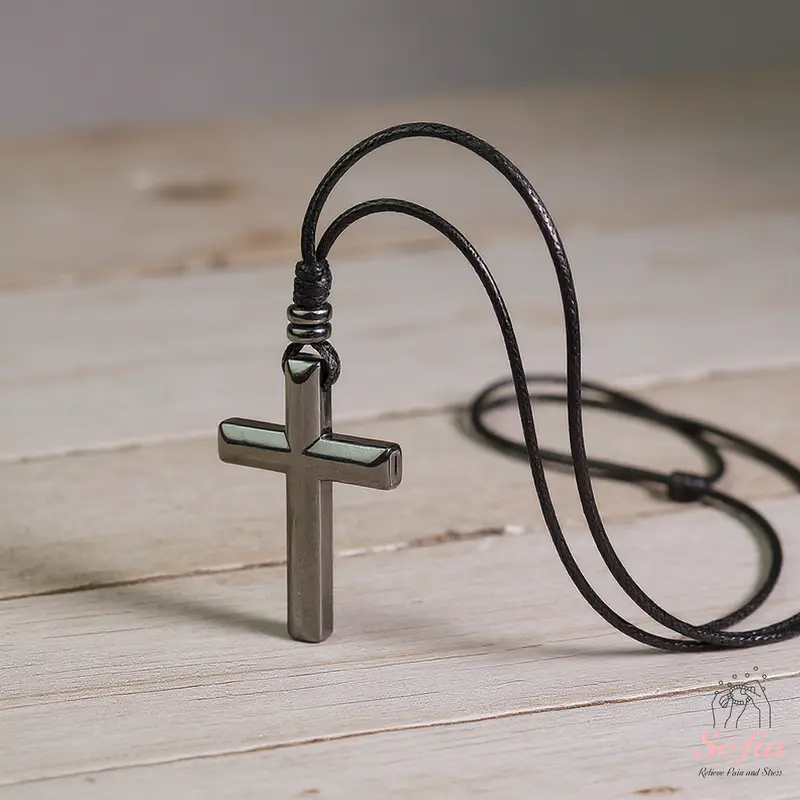Natural Hematite Cross Necklace - Custom Engraved Crucifix Pendant Design, 24in Spiritual Jewelry for Adults, Personalized Meditation Gift, Elegant Natural Crystal Accessory, Unisex
