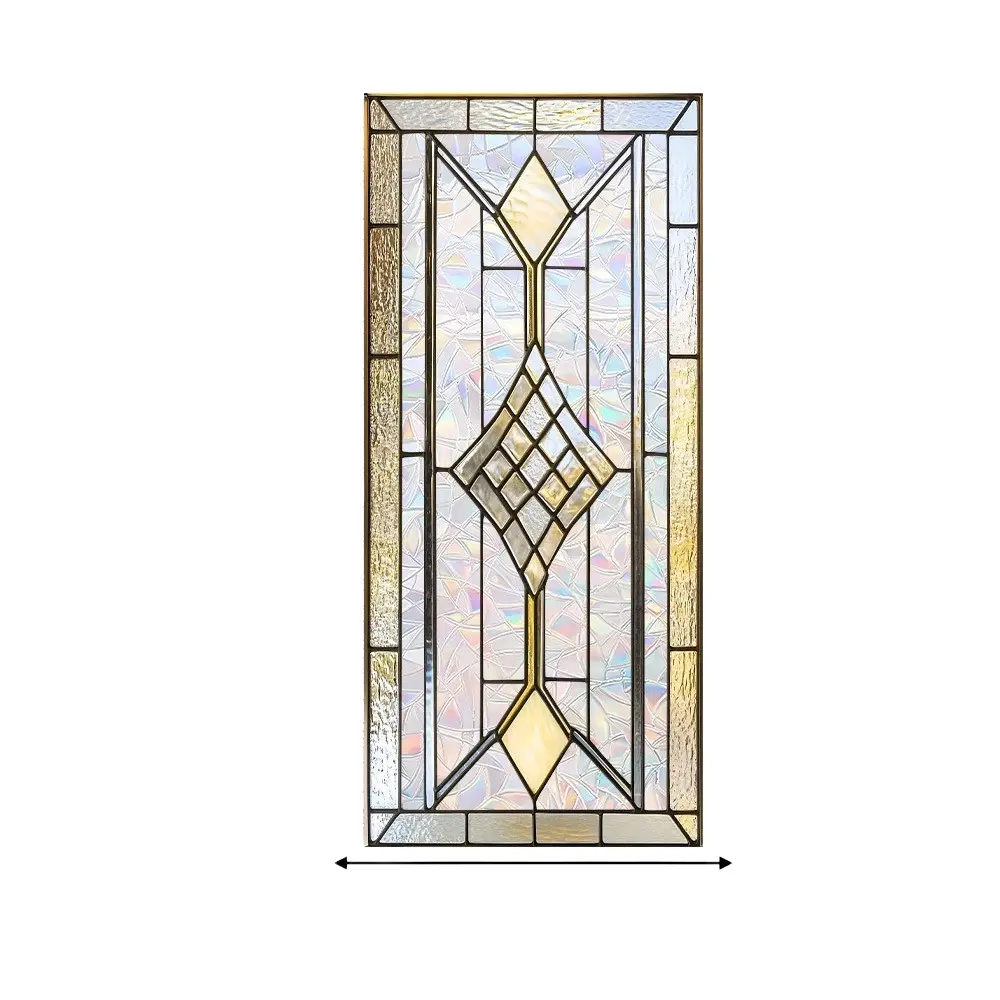European Artistic Static Cling Stained Glass Window Film, Colorful Geometric Patterns, Bathroom Bedroom Living Room Window Decor, Non-Stick Reusable, Window Clings for Glass Windows
