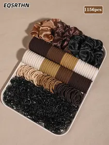 1156 pcs/set basic fashion hair accessories set: including satin hair loops for elegant and lazy styling, colorful hair bands and practical styling tools such as combs-suitable for women and women to meet daily needs. Hairwraps