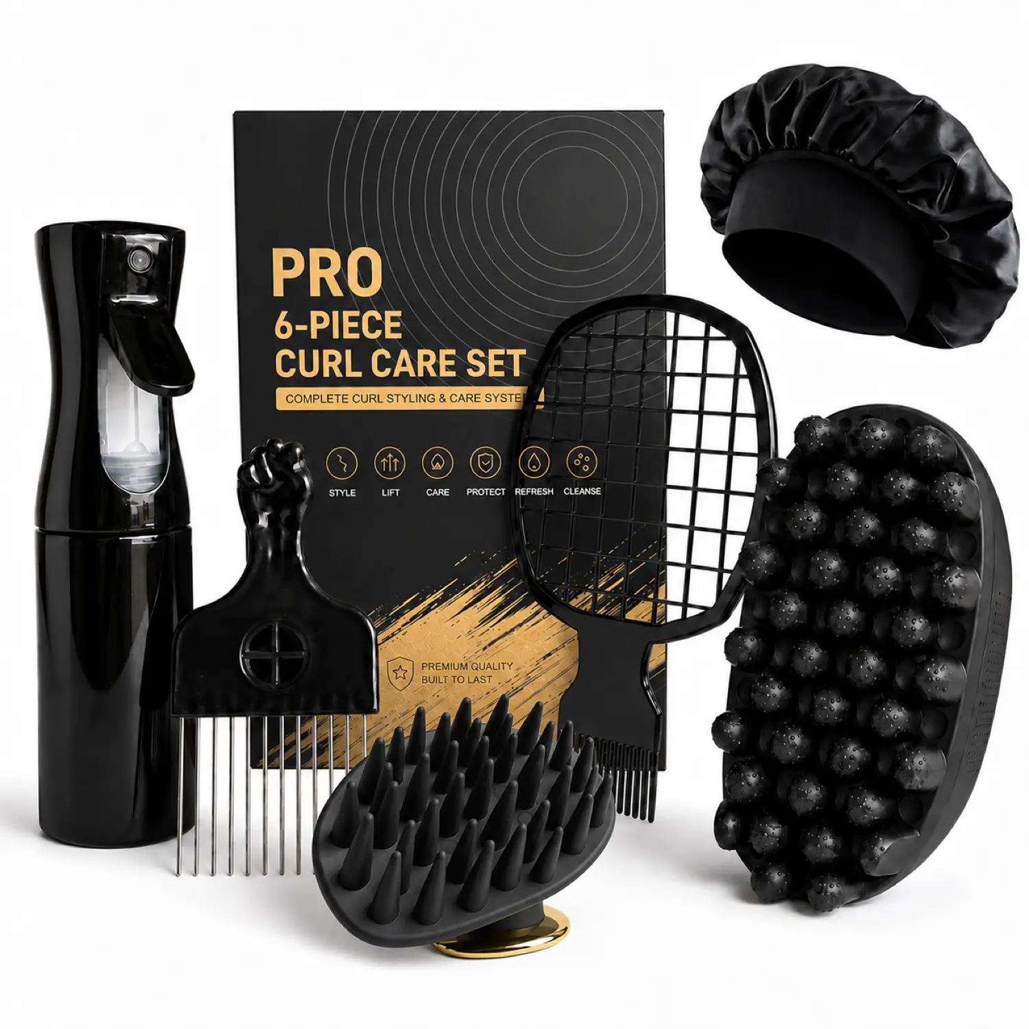 Men's Afro Coily Hair Freeform Twists Styling Kit - Curl Twist Brush, Metal Fist Pick and Racquet Comb for Kinky, Coily Hair, Curl Definition and Volume