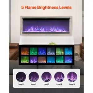 fathersdaygift VEVOR 50 inch Electric Fireplace, Three-Sided Glass Wall Mounted Recessed Fire Place with Remote Control, Timer, 1500W, Adjustable Flame Color Brightness, Overheat Protection, for Living Room, Bedroom