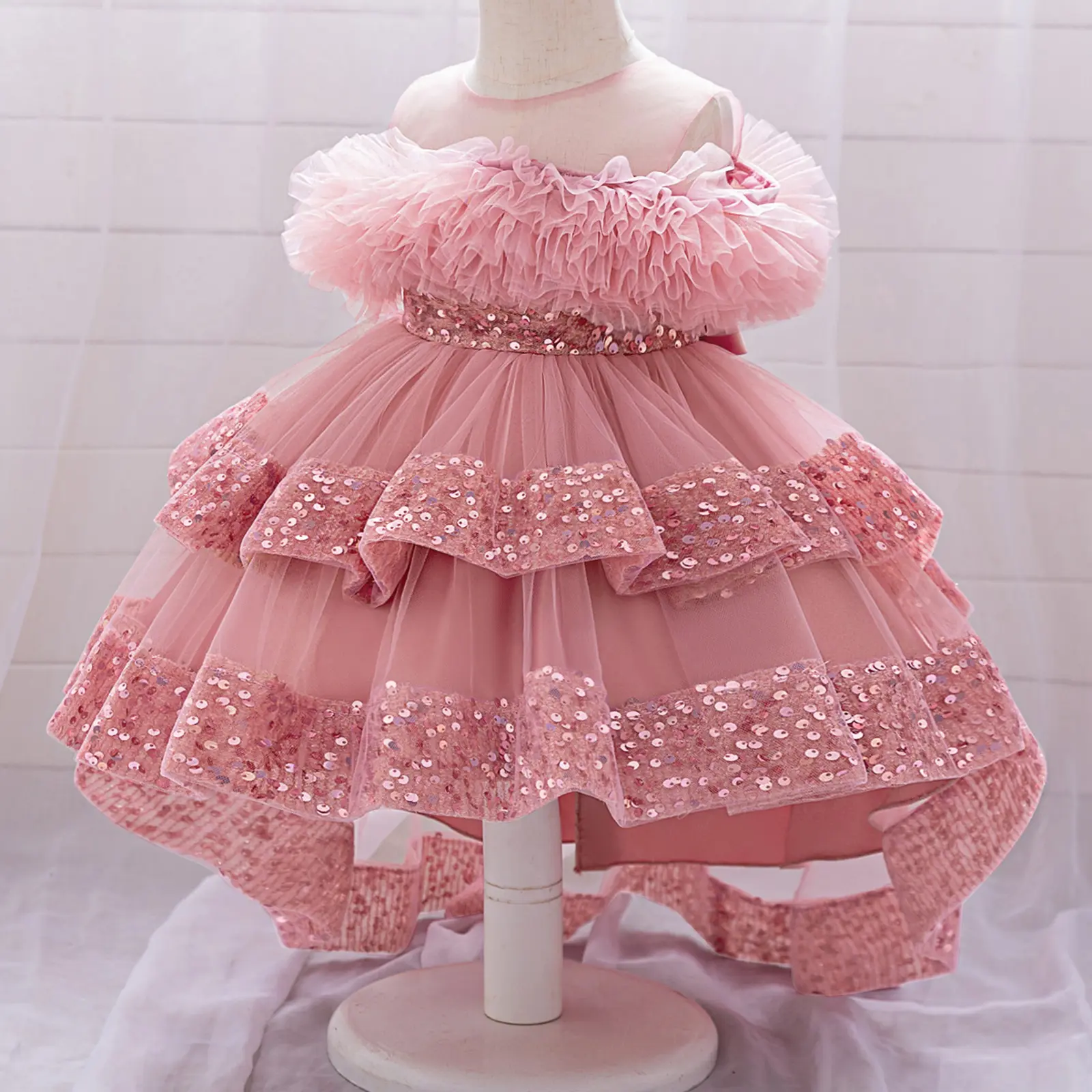 Ball Gown Cute Baby Girl In Princess Dress Toddler Baby Girls Princess  Dress Tulle Ball Gown Shiny Sequins
