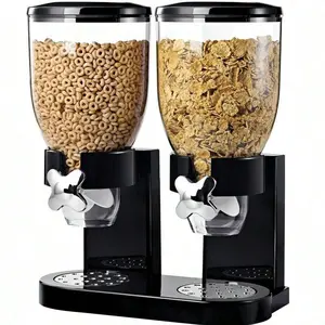 Double-Barrel High-Capacity Food Dispenser With Storage Container, Ideal For Oatmeal, Cereal, Candy, And Bulk Foods