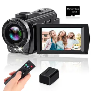 1080P Digital Video Camera, 24MP Pixel 270 Degree Rotatable 16X Digital Zoom Video Camcorders with 32G Memory Card, Retro High Definition Camera for Recording Life, Beginner Digital Camera