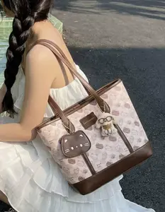 Cross-border e-commerce Niche Design Cute Large-capacity Tote Bag Commuter Student Printed Cartoon Shoulder Bag with Adorable Charm