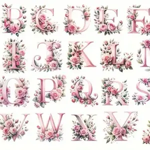 Initials flowers uvdtf decal(Only)- choose your initials letter