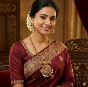 Brass Temple Necklace and Earrings with Intricate Design and Colorful Gemstones