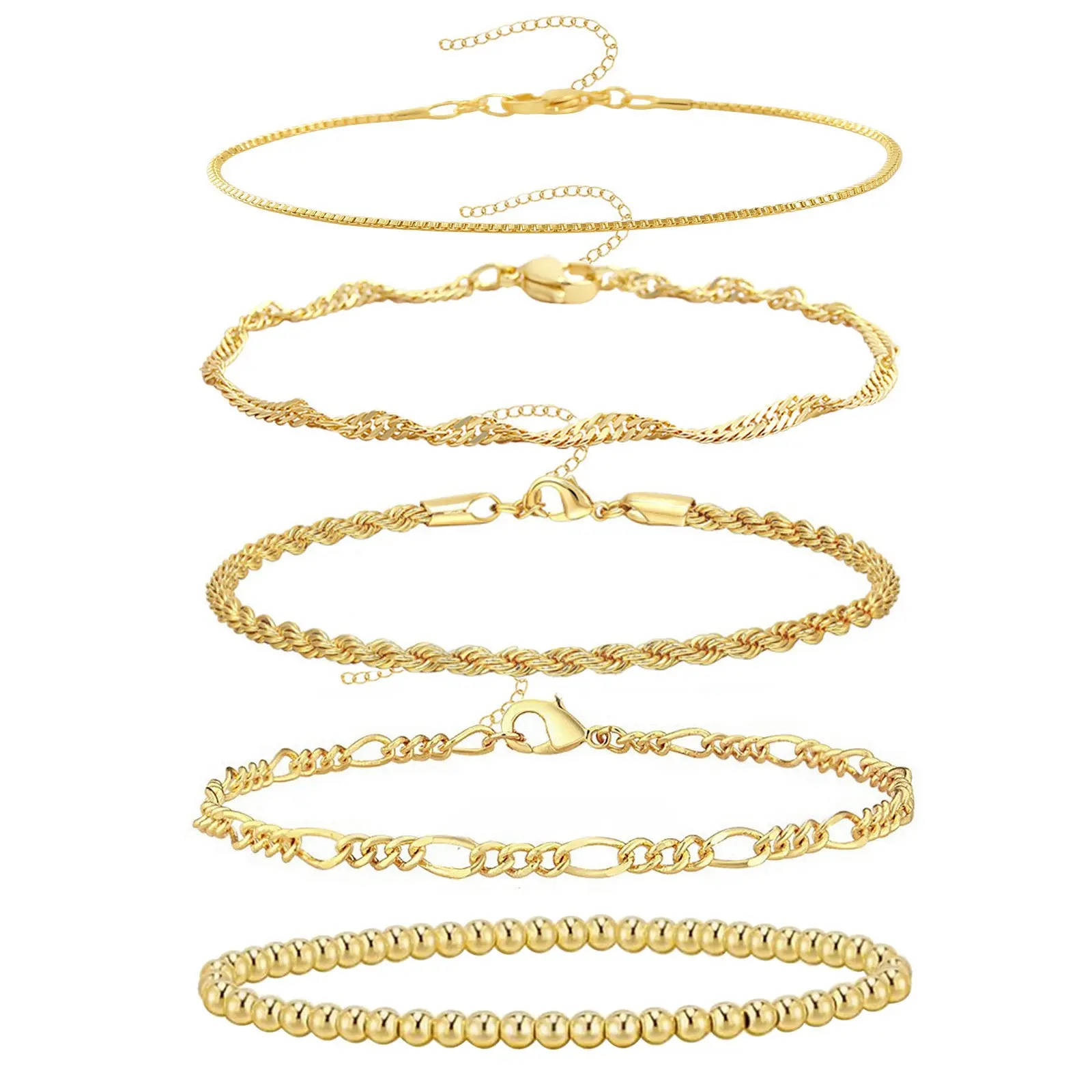 retro five-piece adjustable bracelet set personalized metal bracelet for girlriend gifts