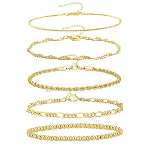 retro five-piece adjustable bracelet set personalized metal bracelet for girlriend gifts