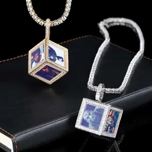 Hip Hop Personalize Pictures Jewelry Custom Memory Six-Side Cube Photo Pendant For Necklace Gifts(Please send a DIY picture to customer service)