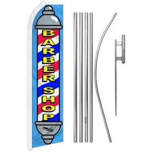 Barber Shop (Blue) Super Flag & Pole Kit