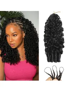 Burmese Curly Extensions Crochet Human Hair 16-24 Inch 50g, Feather-Line Invisible Crochet Hair, Knotless for Braiding Twist