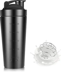 25oz Stainless Steel Protein Shaker Bottle with Mixing Ball & Filter | Durable Leak-Proof Shaker Cup for Protein Shakes, Pre Workout, and Fitness – Sleek Metal Blender Bottle Design