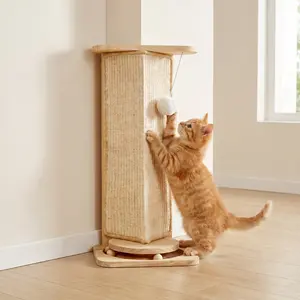 Couch Cat Corner Scratcher with Interactive Ball Toys for Cat, Replaceable Sisal Scratch Pad, Kitten Wall Scratcher for Couch, Wall Furniture Protector 25'' Gothic Tree Coffin Bed