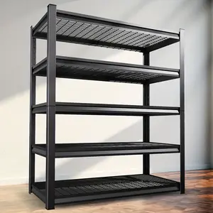 3000-Pound Capacity Extra-Long 5-Tier Adjustable Metal Shelving - Freestanding Floor Shelving System, Easy Assembly, Tool, Book, and Box Storage Shelving Unit, Garage Shelving