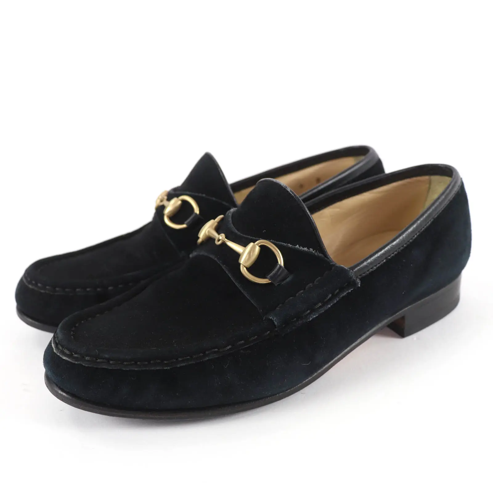 Pre-owned GUCCI Suede Small Leather Goods Horsebit Loafers