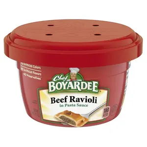 Beef Ravioli in Pasta Sauce, Microwave Food, 7.5 OZ Microwaveable Bowl (12 Bowls)
