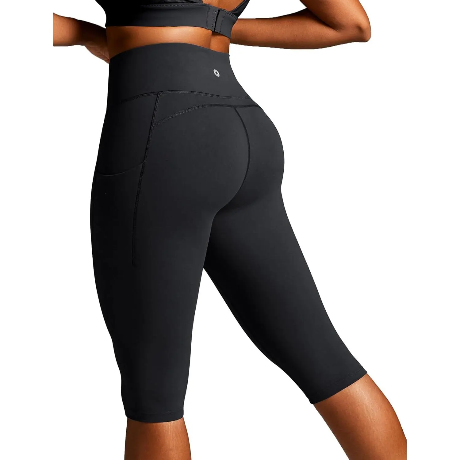 Capri Leggings with Pockets for Women Capris High Waisted Knee Length Leggings Compression Yoga Pants Women Workout
