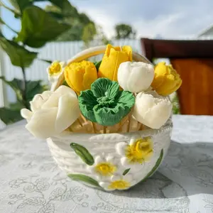 Easter candle , fragrance orange blossom, coconut wax, Easter ceramic base for home decore with candle in base Scented