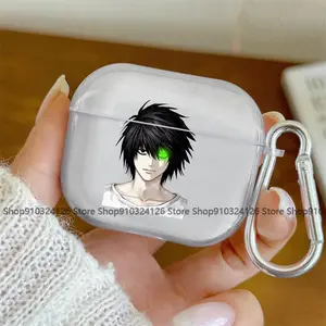 Anime D-DEATH NOTE L Lawliet  Transparent Case for Airpods Pro 3 2 1  4 Cute Cartoon  Japanese Airpod Cases TPU Earphone Cover