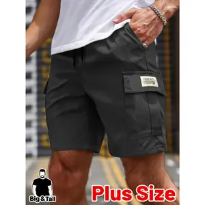 Big & Tall Men's Premium Solid Cargo Shorts – Elastic Drawstring Waist, Roomy Utility Pockets, Lightweight Breathable Fabric, Trendy Casual Fit for Summer Outdoor Adventures & All-Day Comfort summerwins