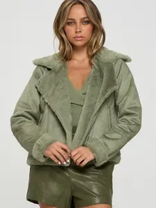 Faux Suede And Fur Moto Jacket