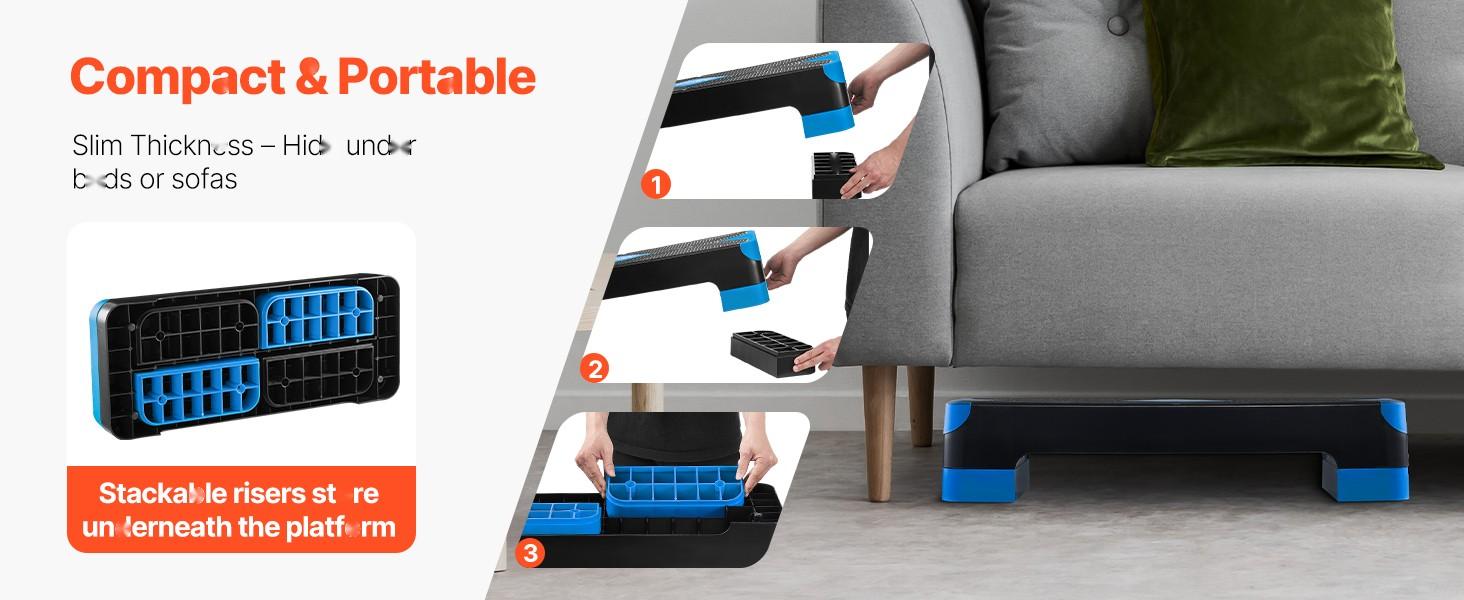 Aerobic Exercise Step Platform With Adjustable Height For Home Gym Cardio Training - Non Slip Surface Four Riser Levels, Blue, Durable And Stable Workout Stepper For Step Aerobics HiImpact Training, Cardio Conditioning And Fitness Aerobic Exercise Step Platform With Adjustable Height For Home Gym Cardio Training - Non Slip Surface Four Riser Levels, Blue, Durable And Stable Workout Stepper For Step Aerobics HiImpact Training, Cardio Conditioning And Fitness